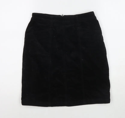 M&Co Womens Black Cotton A-Line Skirt Size 8 Zip