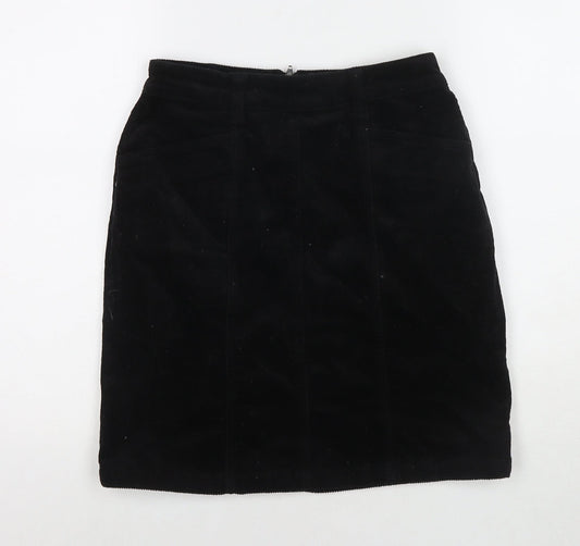 M&Co Womens Black Cotton A-Line Skirt Size 8 Zip