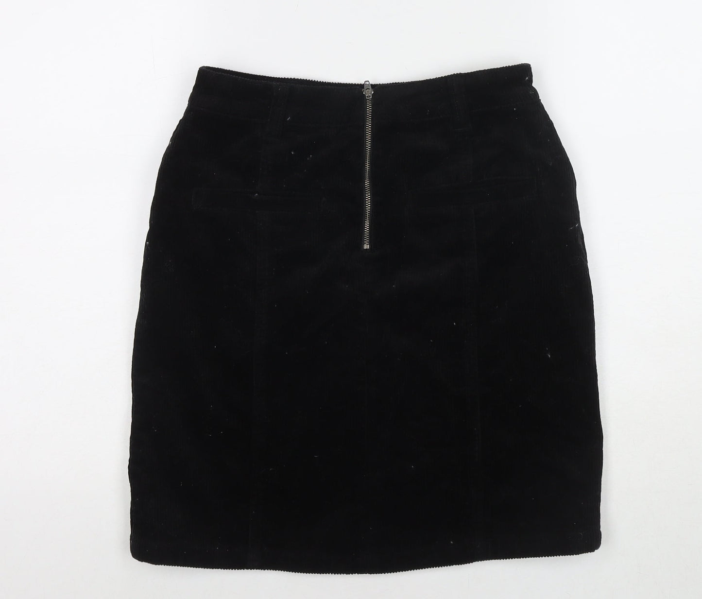 M&Co Womens Black Cotton A-Line Skirt Size 8 Zip