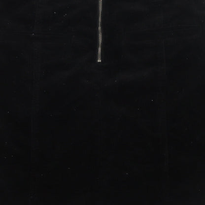 M&Co Womens Black Cotton A-Line Skirt Size 8 Zip