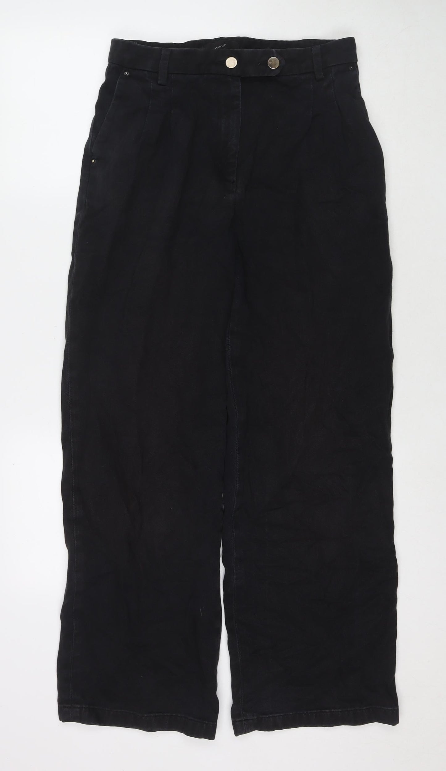 NEXT Womens Black Cotton Straight Jeans Size 10 L28 in Regular Zip