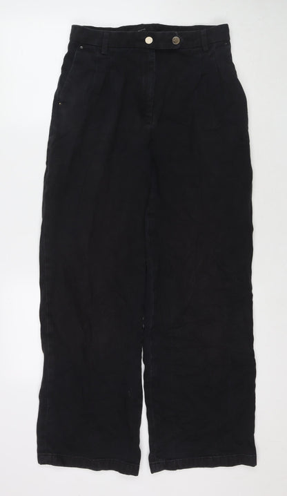 NEXT Womens Black Cotton Straight Jeans Size 10 L28 in Regular Zip