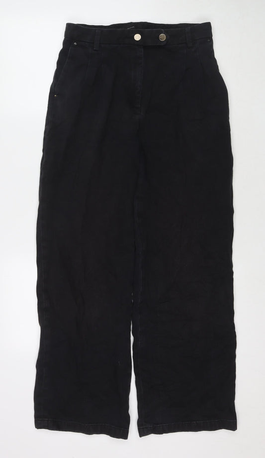 NEXT Womens Black Cotton Straight Jeans Size 10 L28 in Regular Zip