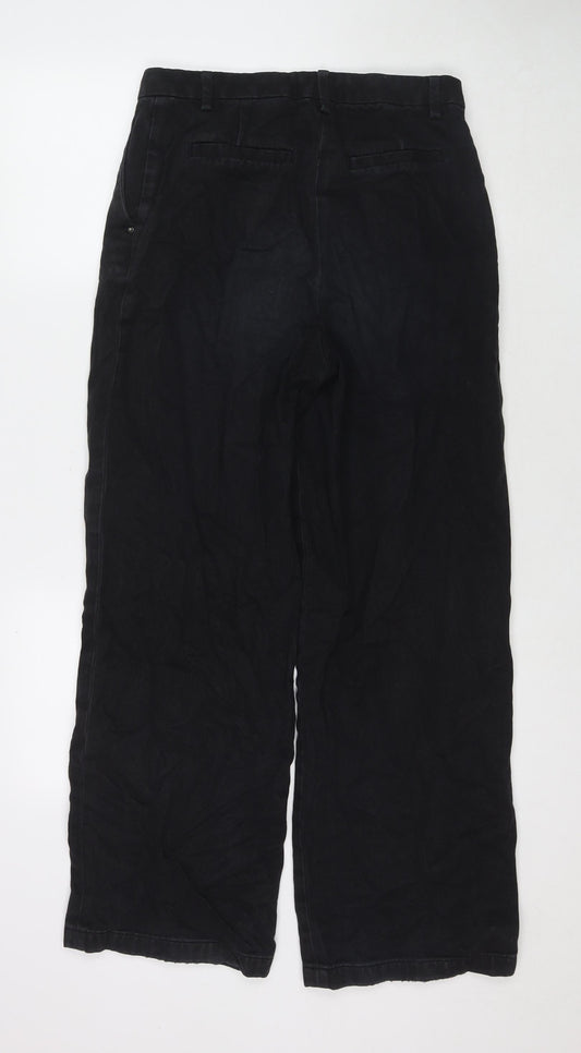 NEXT Womens Black Cotton Straight Jeans Size 10 L28 in Regular Zip