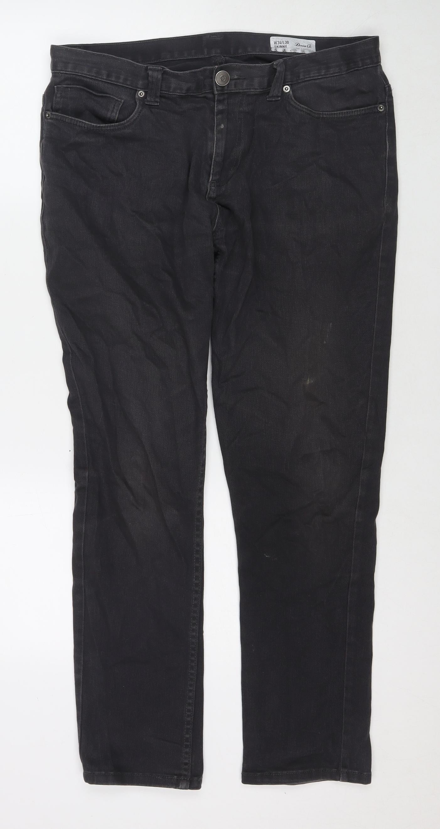 Denim & Co. Womens Black Polyester Blend Straight Jeans Size 34 in L30 in Regular Zip
