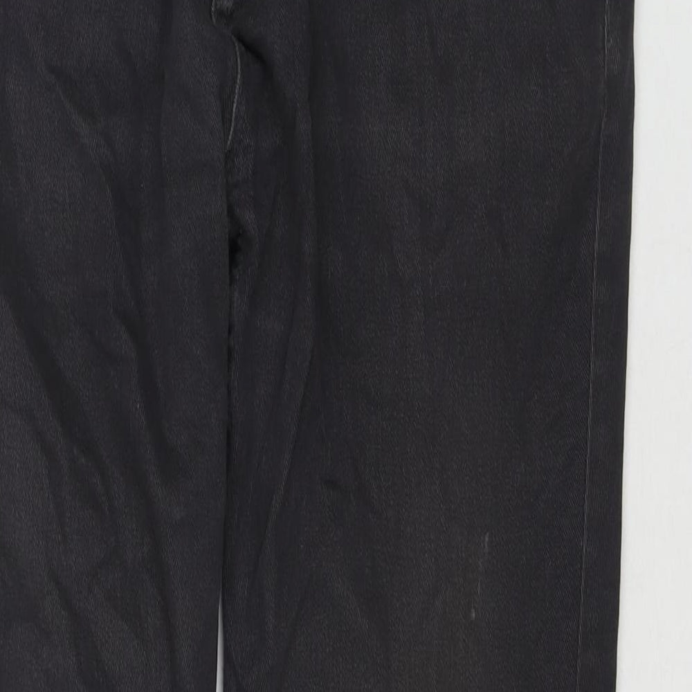 Denim & Co. Womens Black Polyester Blend Straight Jeans Size 34 in L30 in Regular Zip