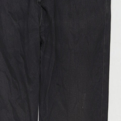 Denim & Co. Womens Black Polyester Blend Straight Jeans Size 34 in L30 in Regular Zip