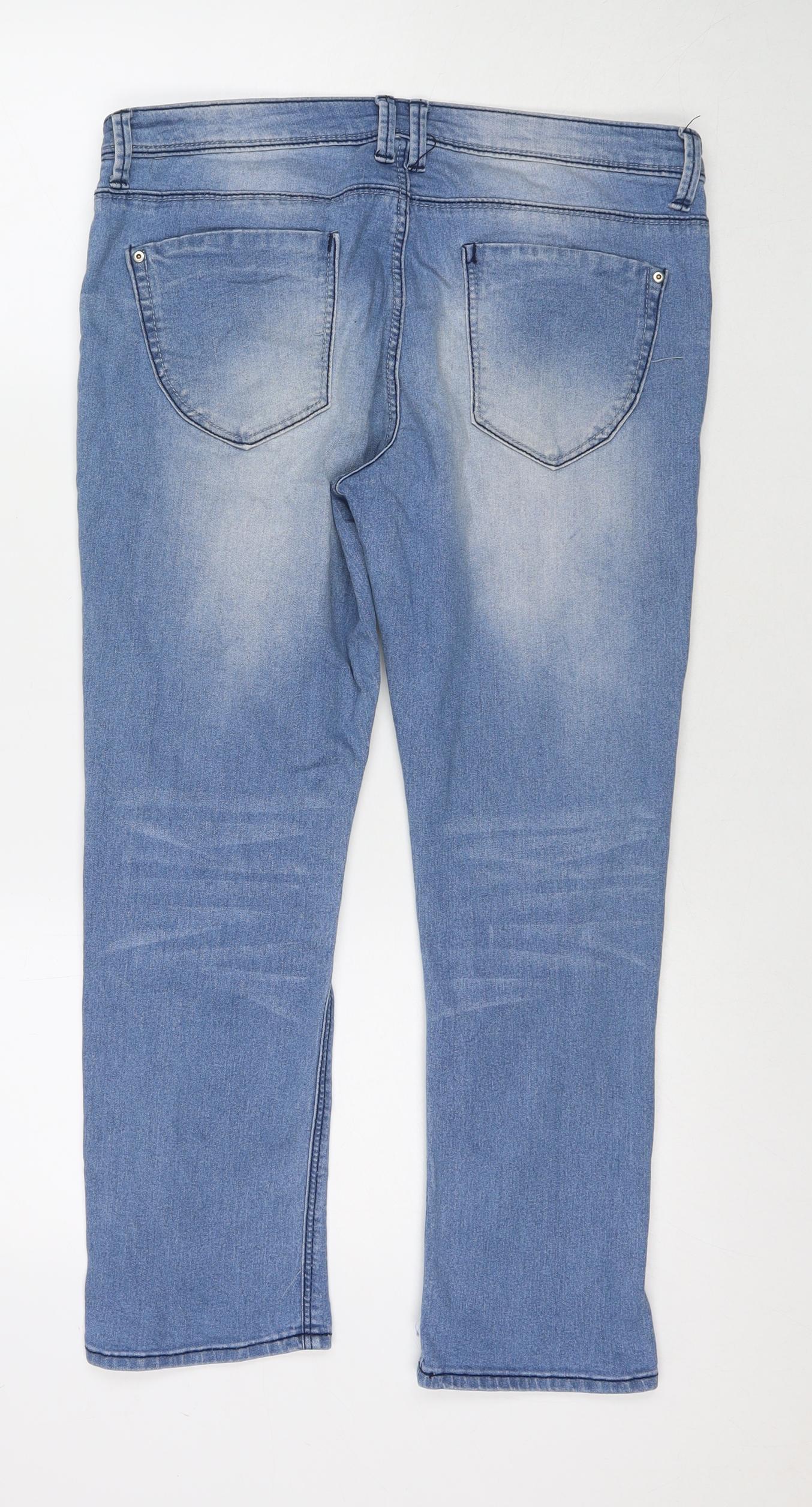 Denim & Co. Womens Blue Cotton Cropped Jeans Size 32 in L24 in Regular Zip