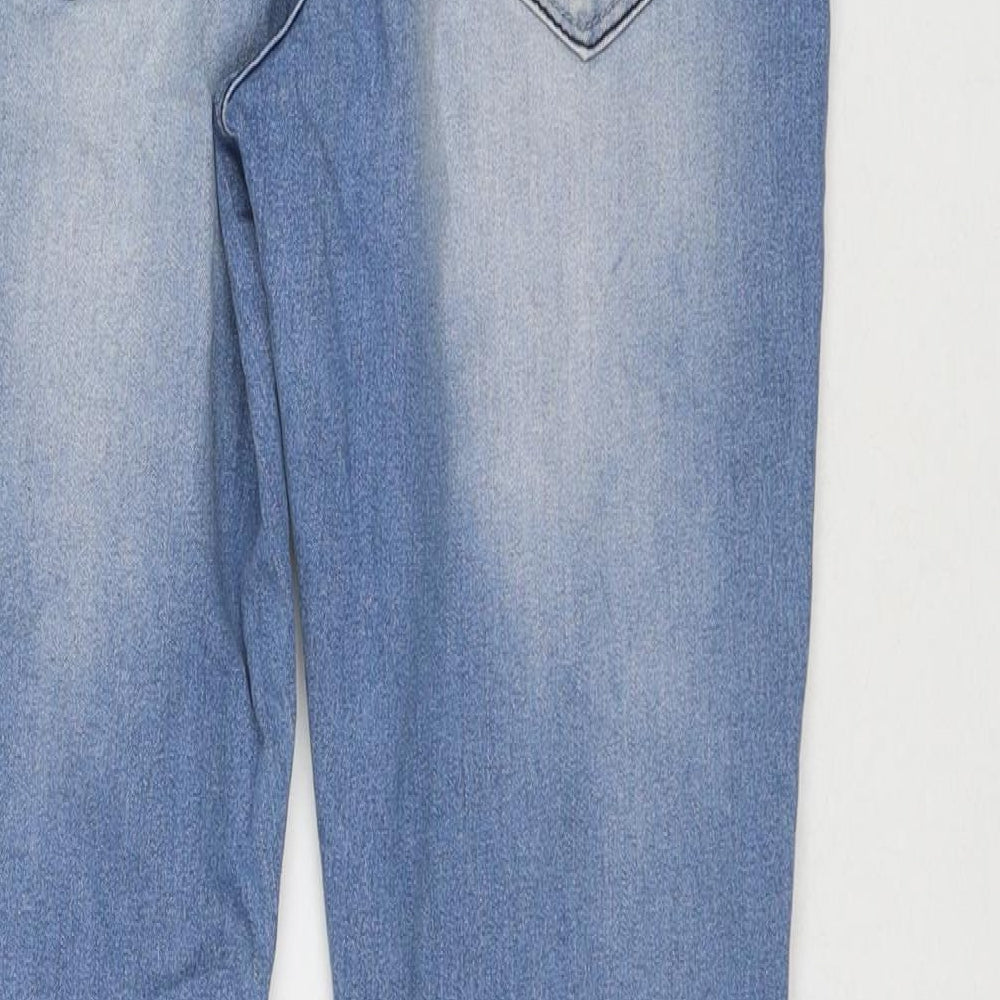 Denim & Co. Womens Blue Cotton Cropped Jeans Size 32 in L24 in Regular Zip