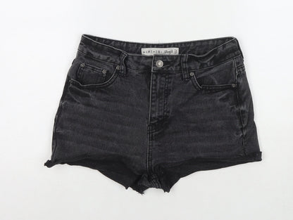 Denim & Co. Womens Black Cotton Hot Pants Shorts Size 8 L3 in Regular Zip
