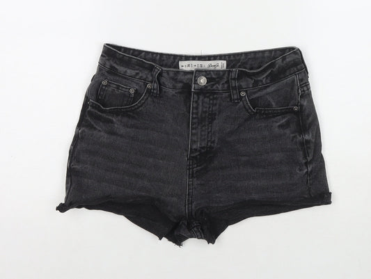 Denim & Co. Womens Black Cotton Hot Pants Shorts Size 8 L3 in Regular Zip