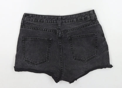Denim & Co. Womens Black Cotton Hot Pants Shorts Size 8 L3 in Regular Zip