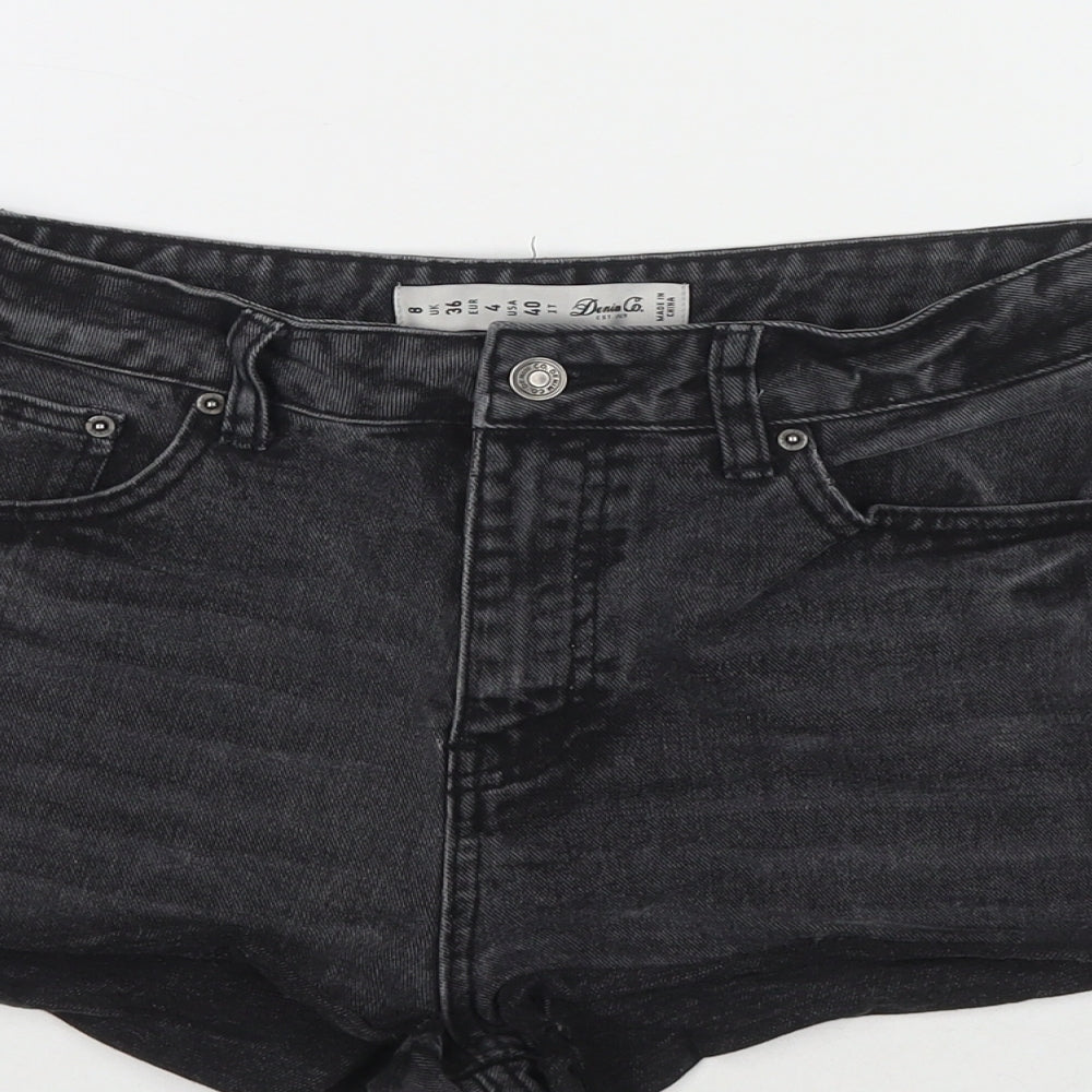 Denim & Co. Womens Black Cotton Hot Pants Shorts Size 8 L3 in Regular Zip