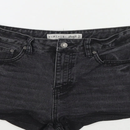 Denim & Co. Womens Black Cotton Hot Pants Shorts Size 8 L3 in Regular Zip