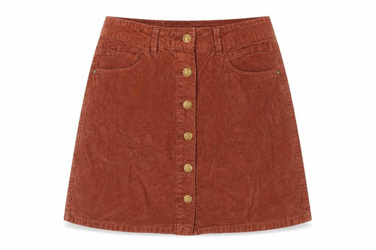 Sfera Womens Brown Cotton A-Line Skirt Size M Button