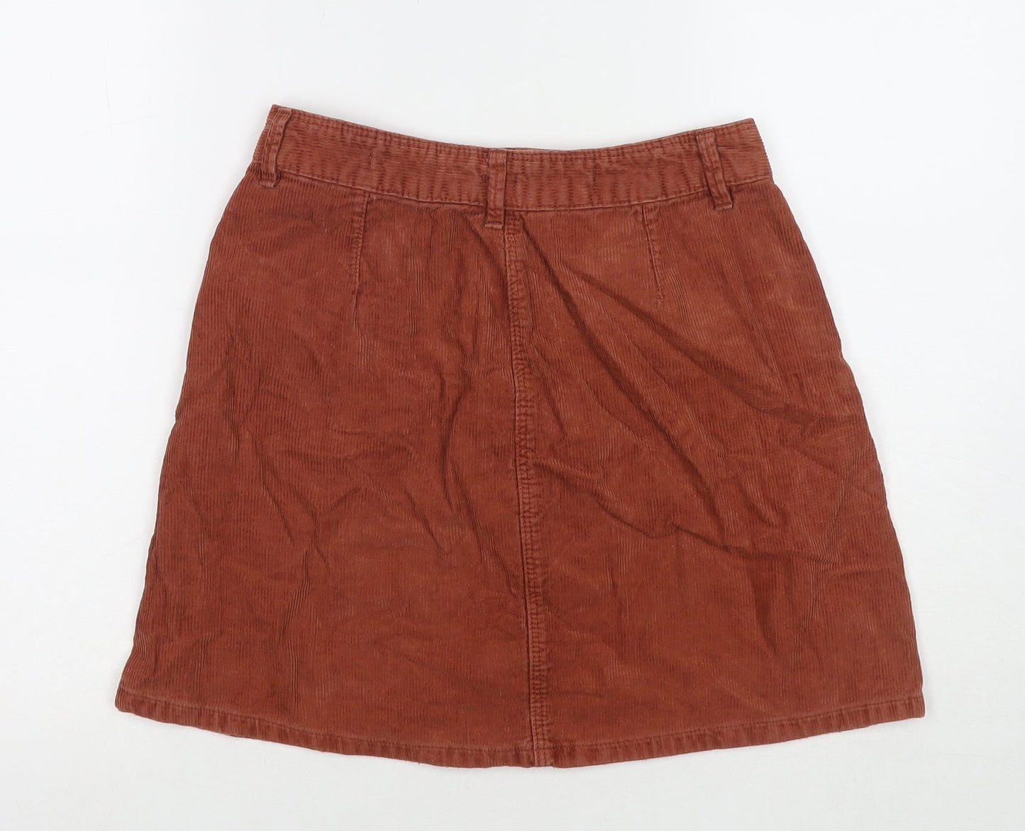 Sfera Womens Brown Cotton A-Line Skirt Size M Button