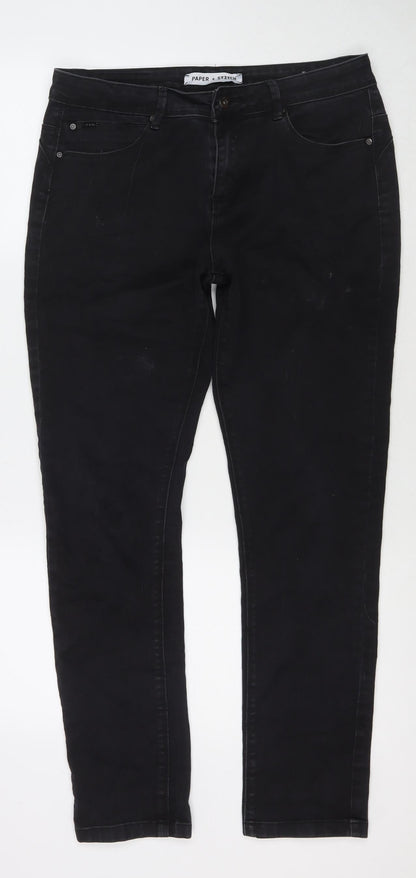 Paper + Stitch Womens Black Cotton Skinny Jeans Size 32 in L30 in Regular Zip
