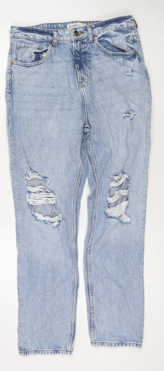 Denim & Co. Womens Blue Cotton Straight Jeans Size 14 L30 in Regular Zip