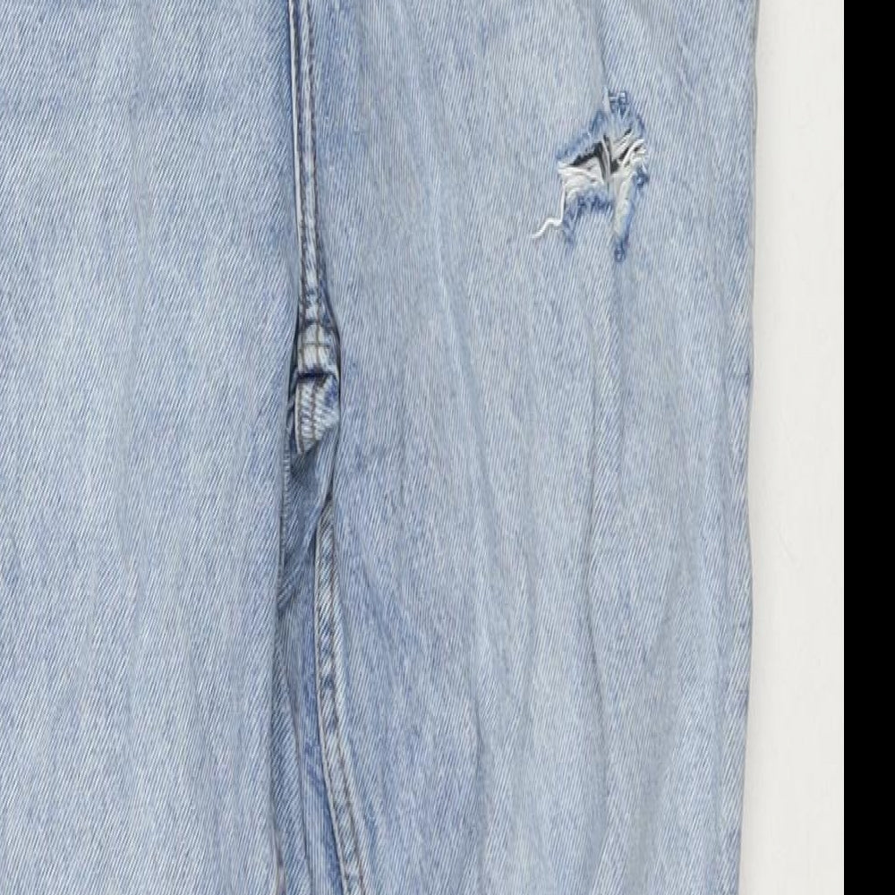 Denim & Co. Womens Blue Cotton Straight Jeans Size 14 L30 in Regular Zip