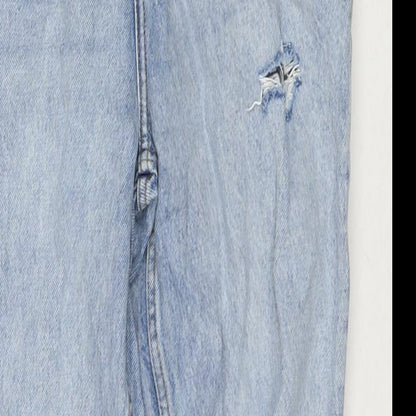 Denim & Co. Womens Blue Cotton Straight Jeans Size 14 L30 in Regular Zip