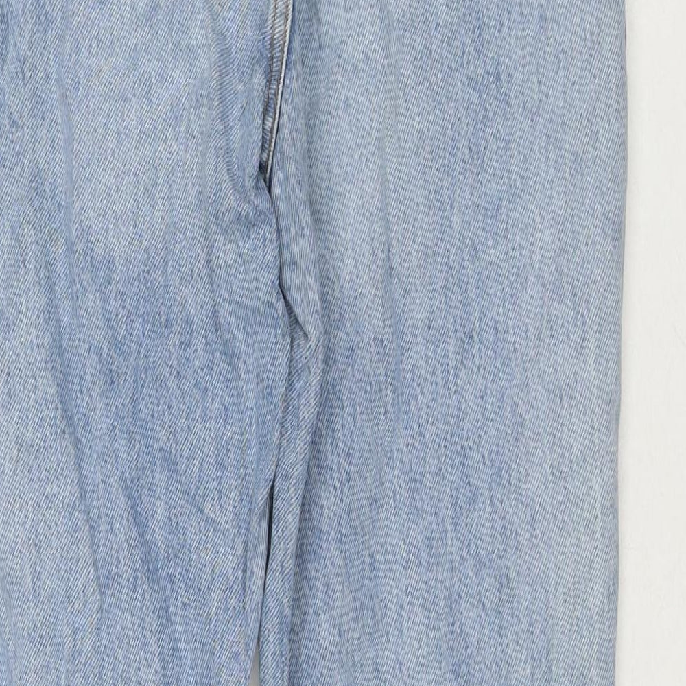 Denim & Co. Womens Blue Cotton Straight Jeans Size 14 L30 in Regular Zip