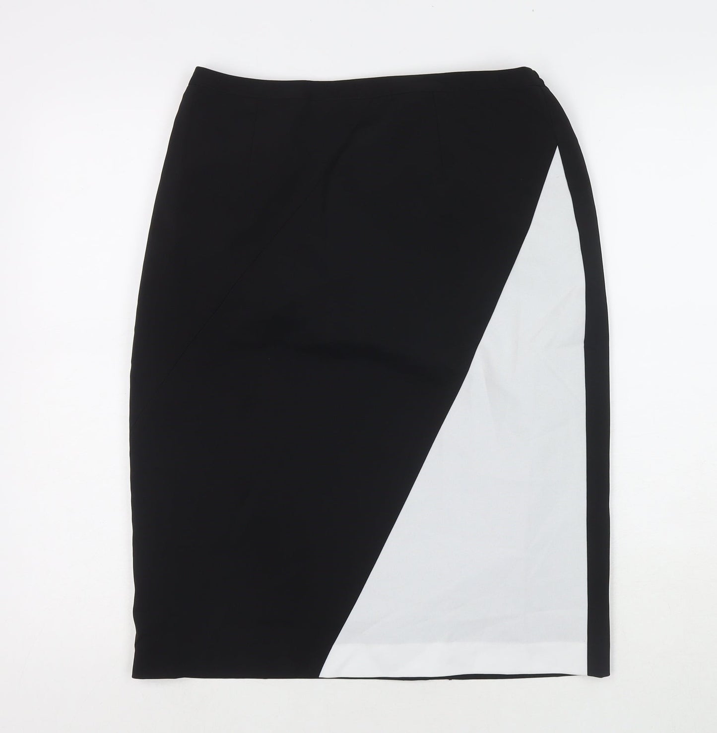 Kaleidoscope Womens Black Polyester Straight & Pencil Skirt Size 14 Zip - Colourblock Pattern