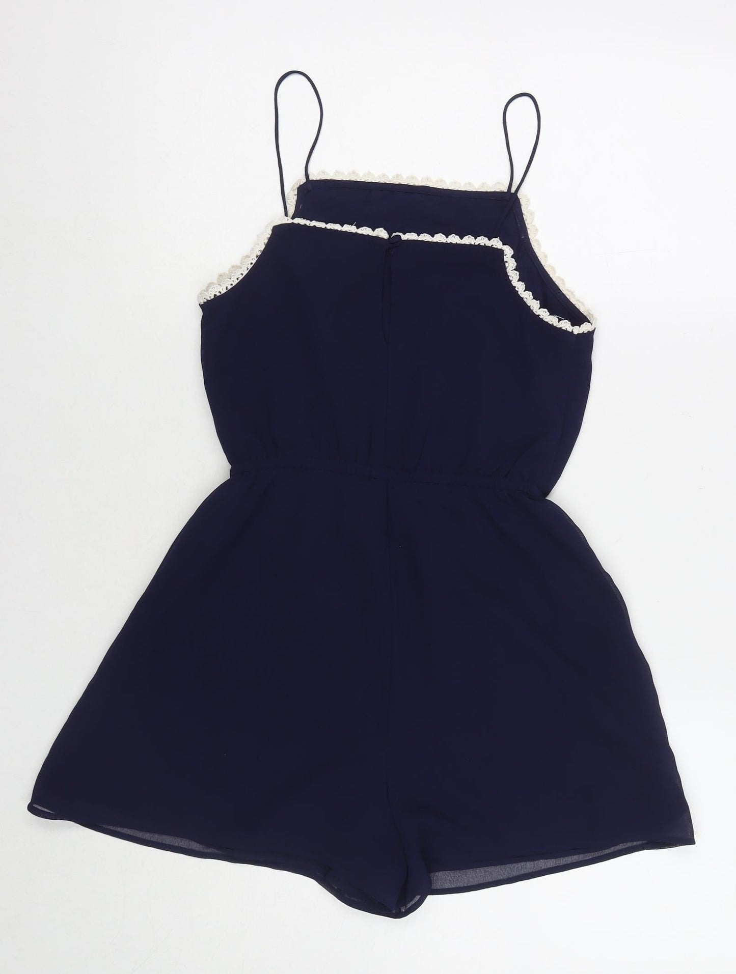 Miss Selfridge Womens Blue Geometric Polyester Playsuit One-Piece Size 6 L3 in Button