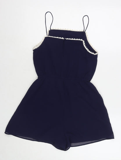 Miss Selfridge Womens Blue Geometric Polyester Playsuit One-Piece Size 6 L3 in Button