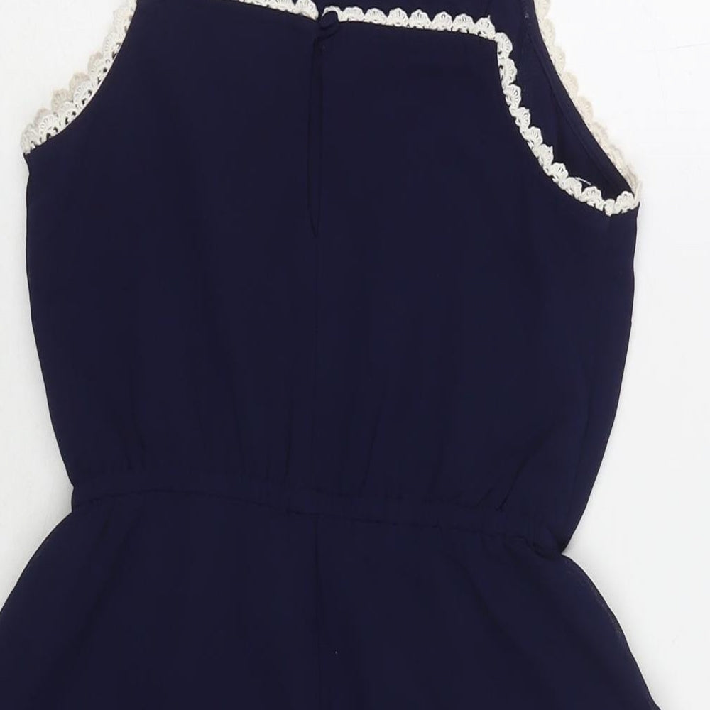 Miss Selfridge Womens Blue Geometric Polyester Playsuit One-Piece Size 6 L3 in Button