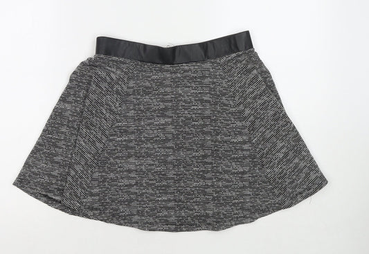 Divided by H&M Womens Black Cotton Pleated Skirt Size S Zip