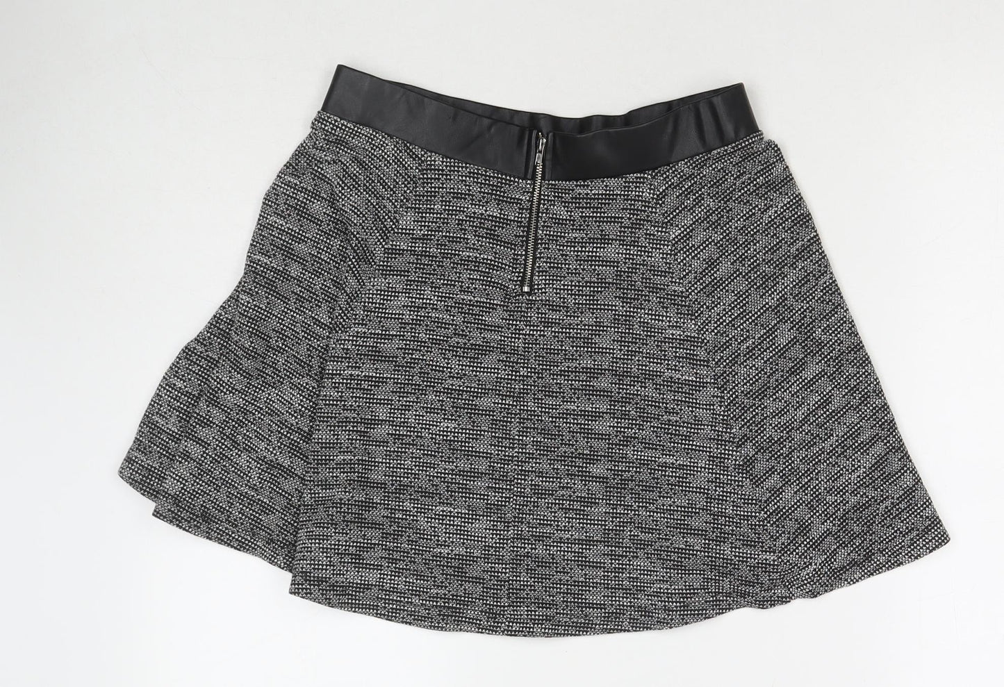 Divided by H&M Womens Black Cotton Pleated Skirt Size S Zip