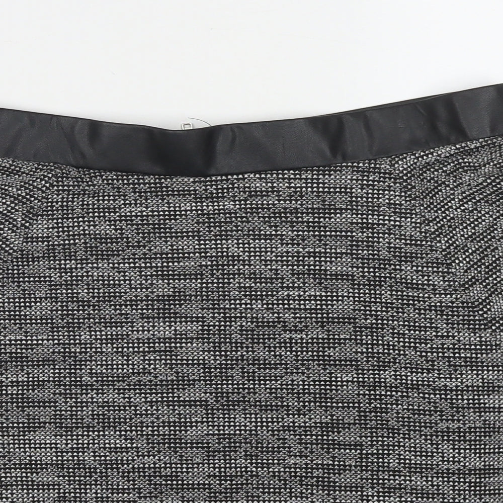 Divided by H&M Womens Black Cotton Pleated Skirt Size S Zip