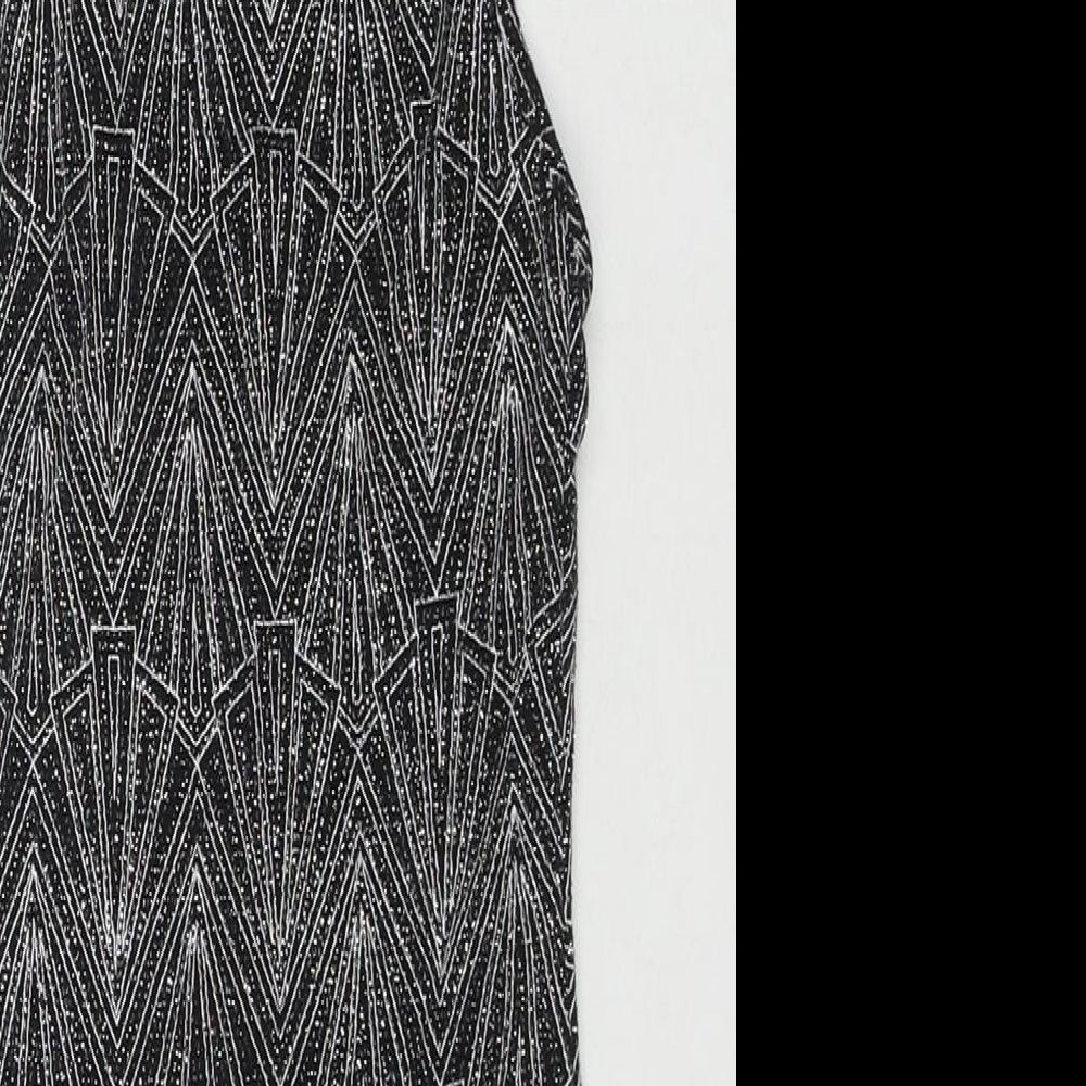 Divided by H&M Womens Black Geometric Polyamide Bodysuit One-Piece Size XS Snap - Glitter Detail