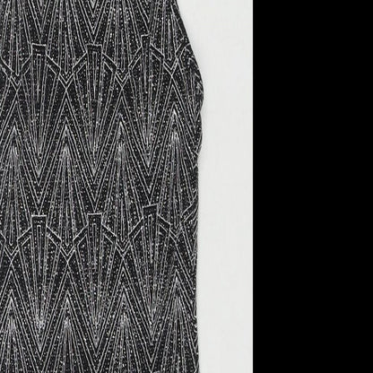 Divided by H&M Womens Black Geometric Polyamide Bodysuit One-Piece Size XS Snap - Glitter Detail