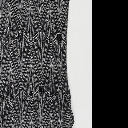 Divided by H&M Womens Black Geometric Polyamide Bodysuit One-Piece Size XS Snap - Glitter Detail