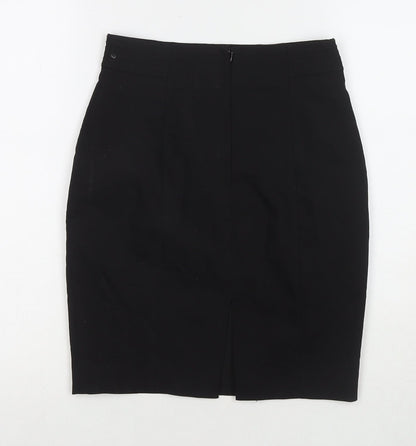 H&M Womens Black Polyester A-Line Skirt Size 6 Zip