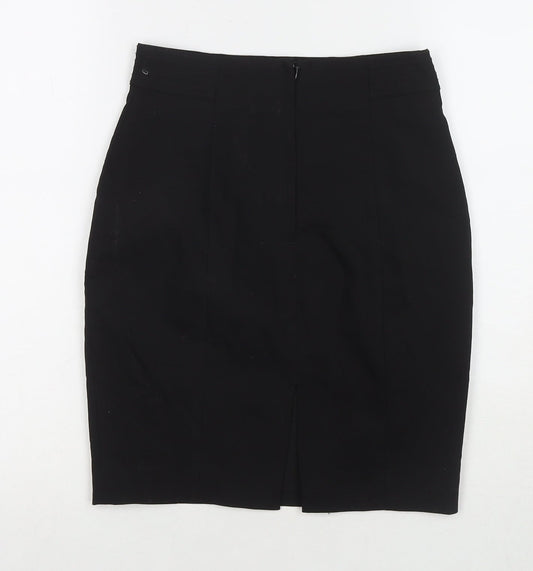 H&M Womens Black Polyester A-Line Skirt Size 6 Zip