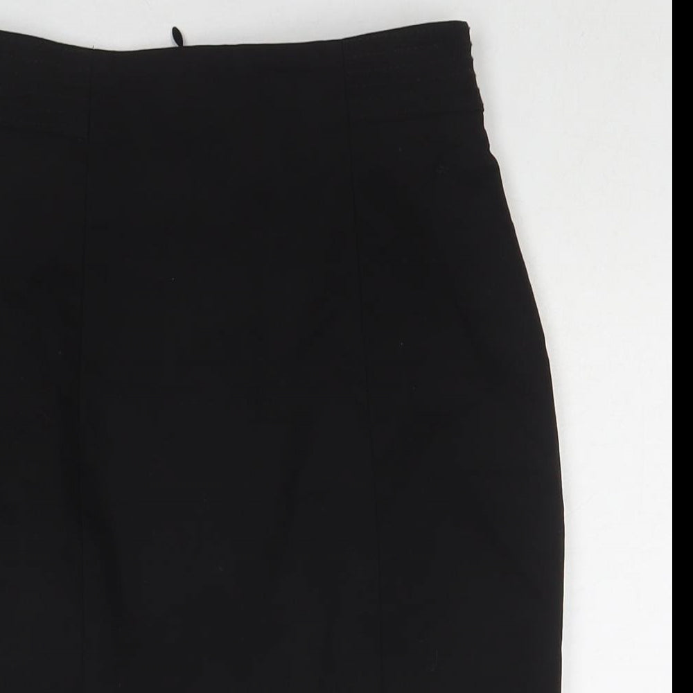 H&M Womens Black Polyester A-Line Skirt Size 6 Zip