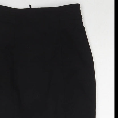 H&M Womens Black Polyester A-Line Skirt Size 6 Zip
