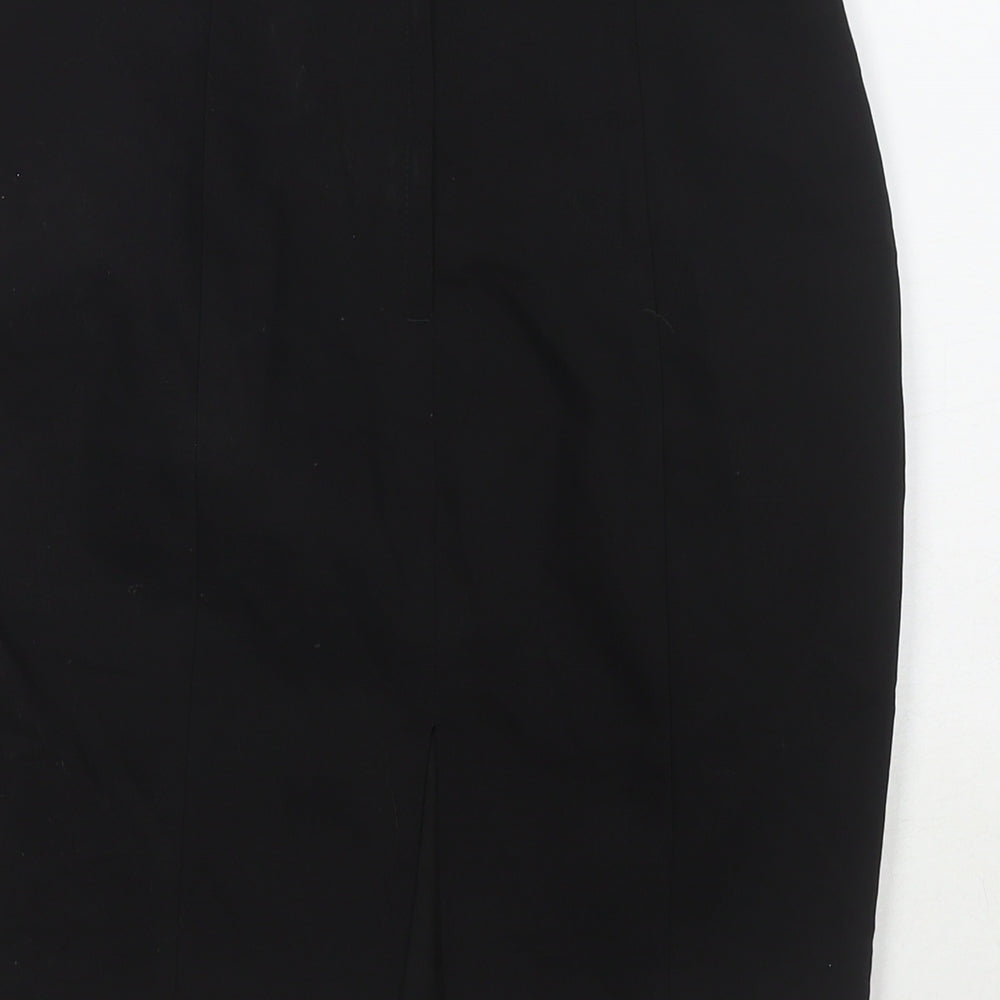 H&M Womens Black Polyester A-Line Skirt Size 6 Zip