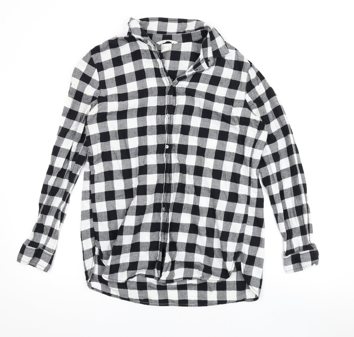 Womens UK Size 8 H&M Black Basic Button-Up