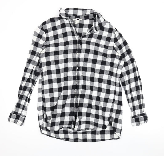 Womens UK Size 8 H&M Black Basic Button-Up