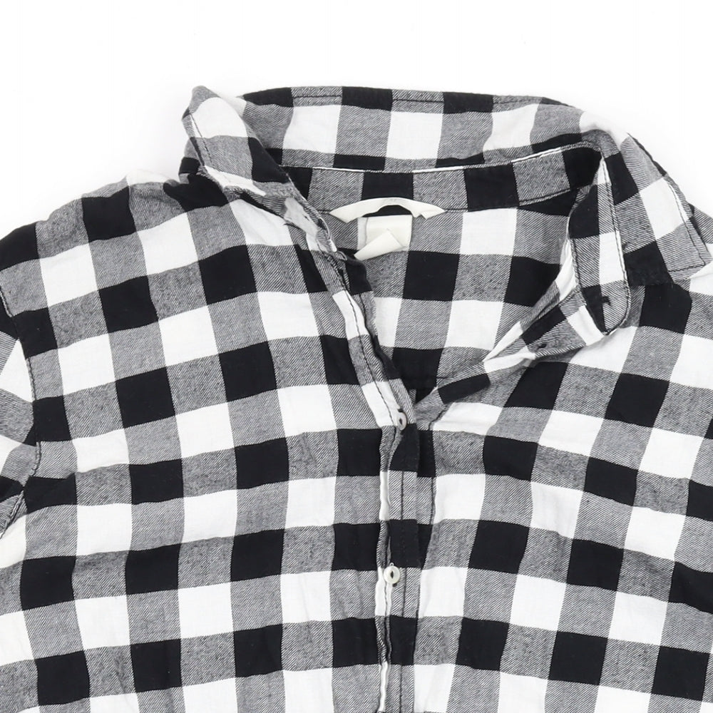 Womens UK Size 8 H&M Black Basic Button-Up