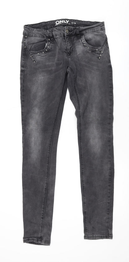 Only Womens Grey Cotton Skinny Jeans Size 31 in L32 in Regular Zip