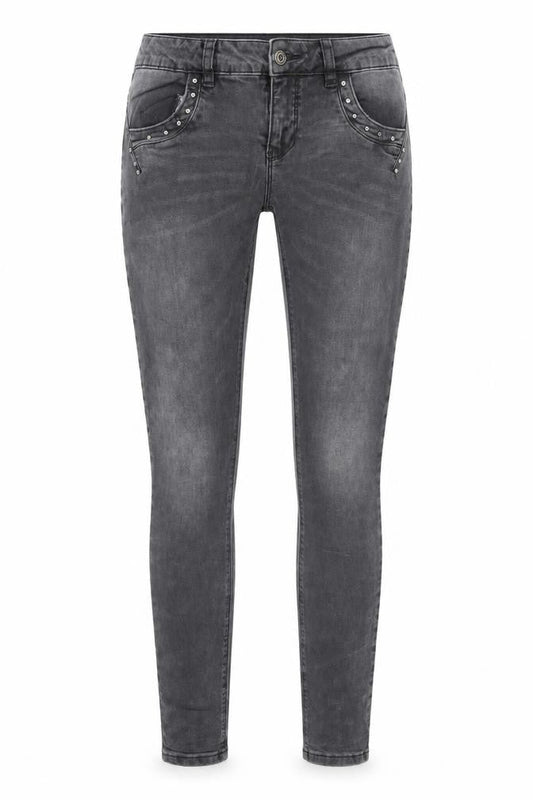 Front view of Only women’s grey cotton skinny jeans, size UK 31, in, 32-inch leg regular zip