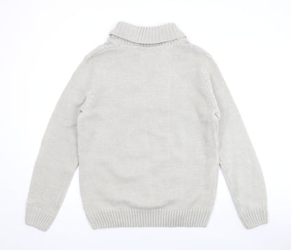 Selezione Grigio Mens Beige V-Neck Wool Pullover Jumper Size M Long Sleeve
