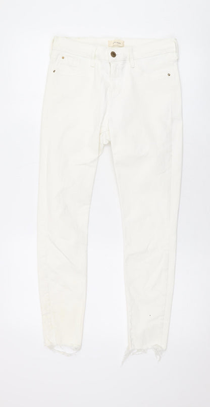 River Island Womens White Cotton Skinny Jeans Size 10 L24 in Regular Zip