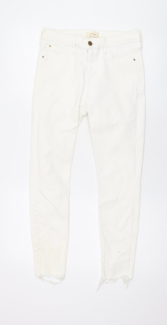 River Island Womens White Cotton Skinny Jeans Size 10 L24 in Regular Zip
