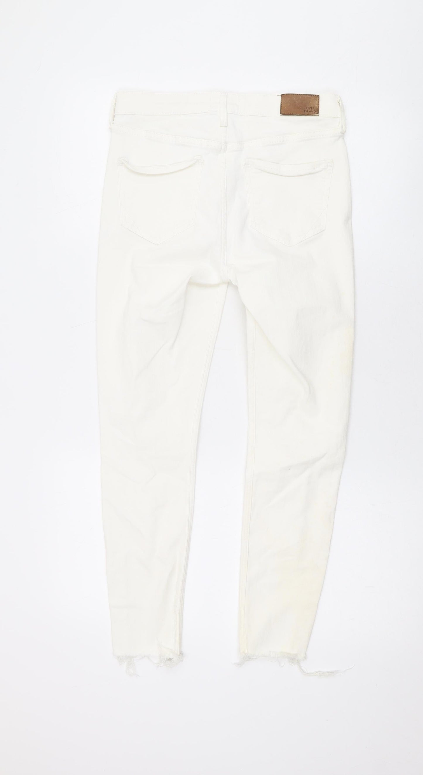 River Island Womens White Cotton Skinny Jeans Size 10 L24 in Regular Zip