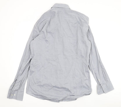 Boss Mens Grey Cotton Button-Up Size 40 Collared Button
